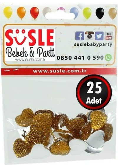 Polyester Kalp Fiyonk, 1,3 Cm - 25 Adet - Altın 1+