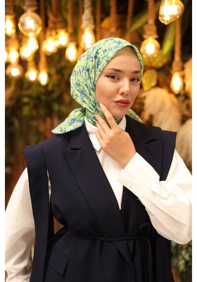 Silk Home Karanfil Desen Soft Pamuk Eşarp Asker Yeşili