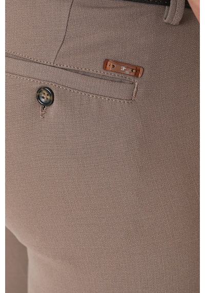 Slim Fit Yan Cep Esnek Yünlü Bej Pantolon P 1232