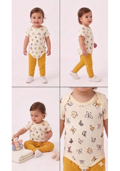 Veraura Lifestyle 6/18 Ay Baskılı Zıbınlı Penye Bebek Takımı sarı