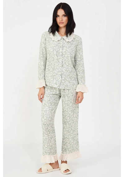 Benerly Kadın Gömlek Yaka Uzun Kol Shally Dokuma Pijama Takımı Fonksiyone Yeşil Benerly Kadın Gömlek Yaka Uzun Kol Shally Dokuma Pijama Takımı Fonksiyone Yeşil