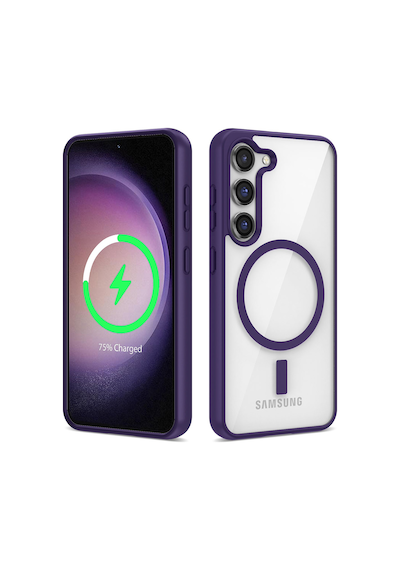 Galaxy Uyumlu S22 Kılıf Kenarlar İnce Arka Kısım Magsafe Kamera Yükseltili Silikon Pazarplus Mor