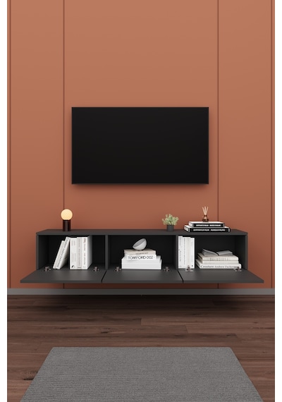 Asra Trend Tv Ünitesi Tv Sehpası T-27 %100 MDF Duvara Monte Askılı Ünite Antrasit