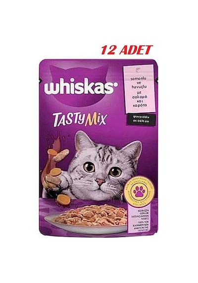 Whiskas Pouch Sos İçinde Somonlu ve Havuçlu Yetişkin Kedi Konservesi 12 x 85 G
