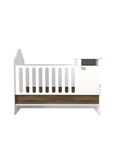 Dekorister Lora Baby Büyüyen Beşik Beyaz-Ceviz Ahşap - Beyaz
