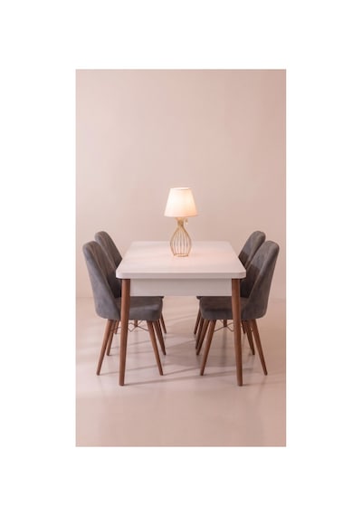 Sar Pakete Ada Serisi, 80x132 Açılabilir Mdf Mutfak Masası Takımı 4 Adet Sandalyeada002byzm04a Beyaz Sar Pakete Ada Serisi, 80x132 Açılabilir Mdf Mutfak Masası Takımı 4 Adet Sandalyeada002byzm04a Beyaz