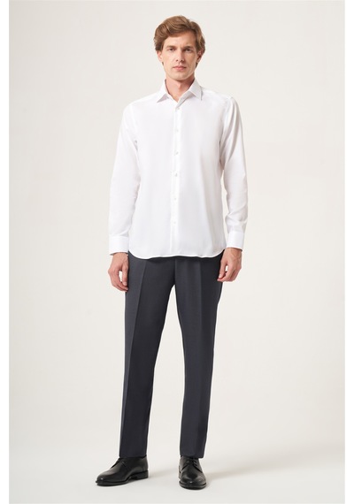 İmza Beyaz İtalyan Yaka Oxford Slim Fit Kolay Ütü Pamuklu Gömlek 1004265270