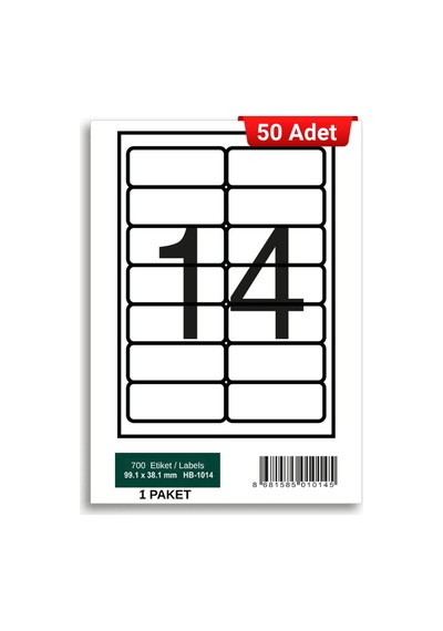 Herboy Hb-1014 99,1 X 38,1 Mm A4 Laser Etiket 50 Adet