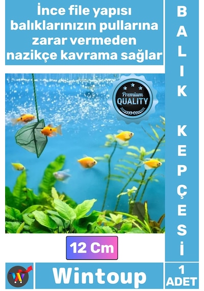 Akvaryumkepçesi Profesyonel Sağlam Dayanıklı İnce Fileli Akvarist Akvaryum Balık Kepçesi 12 Cm