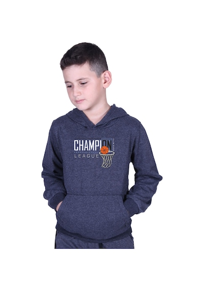 Fyk Kids Kapüşonlu Kanguru Cepli Champıon Baskılı Erkek Çocuk Sweatshirt Füme