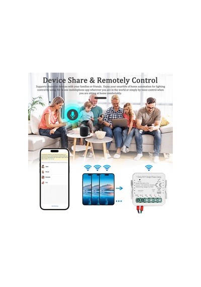 E24860-wıfı-2 Tuya Wifi 2 Gang 80a Tek Fazlı Kelepçe Güneş Pv Çift Tuya Wifi 2 Gang Single Phase Clamp