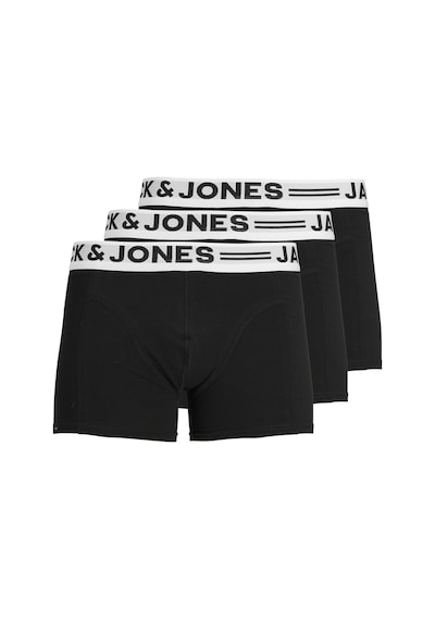 Jack & Jones Erkek Logolu Düz 3'lü Boxer Paketi - Sense Black Siyah