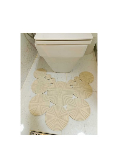 Jüt, Hasır, Paspas, Banyo Paspası, Klozet Önü Paspası, Klozet Paspas, Çift Taraflı Krem Krem