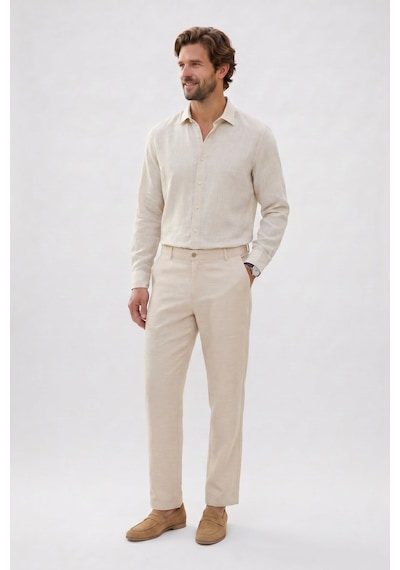 Tudors Erkek Relax Fit Rahat Kesim %100 Pamuk Geniş Paça Keten Kumaş Çift Cepli Taş Pantolon-51135