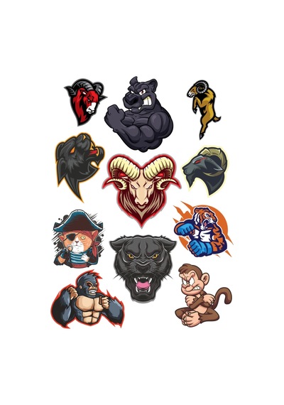 Agresif Hayvanlar Sticker Set-1 11 Parça Telefon, Tablet, Defter, Laptop Sticker