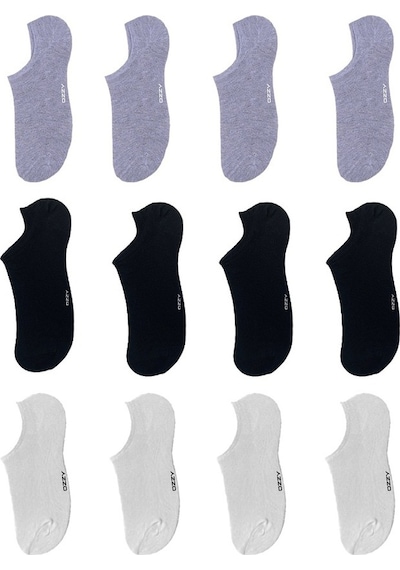 Ozzy Socks 12 Çift Gri, Siyah, Beyaz Kadın Bambu Görünmez (Sneaker) Çorap Çok Renkli