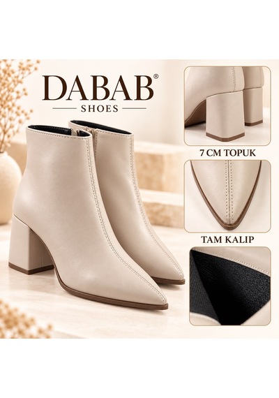 Dabab Shoes Yona Kadın Bej Cilt Sivri Burun Ön Dikiş Detaylı Fermuarlı İçi Sıcak Astarlı 7 Cm Kalın Topuklu Bot Bootie Dabab Shoes Yona Kadın Bej Cilt Sivri Burun Ön Dikiş Detaylı Fermuarlı İçi Sıcak Astarlı 7 Cm Kalın Topuklu Bot Bootie