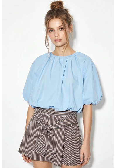 Shade Kadın Bisiklet Yaka Poplin Balon Bluz Db261004 60286231 - Bebe Mavisi Shade Kadın Bisiklet Yaka Poplin Balon Bluz Db261004 60286231 - Bebe Mavisi