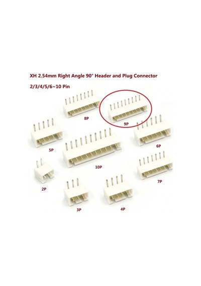 9 Pin Jst-xh 2.54 Tunik Konnektör Erkek Eğik 90