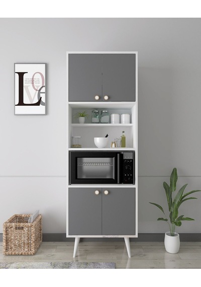 Floradesign Lavin180 Çok Amaçlı Dolap /fırın Dolabı /mutfak Organizeri Beyaz+antrasit