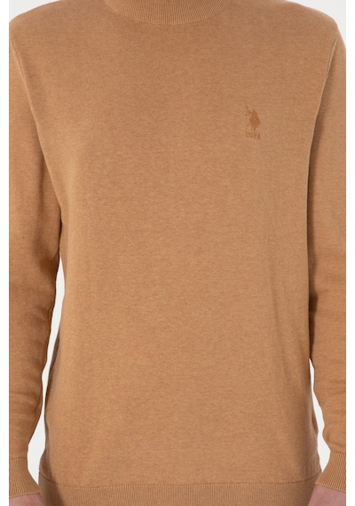 U.S. Polo Assn. Erkek Slim Fit Yarım Balıkçı Yaka Camel Melanj Basic Kazak 50288887-VR122 U.S. Polo Assn. Erkek Slim Fit Yarım Balıkçı Yaka Camel Melanj Basic Kazak 50288887-VR122