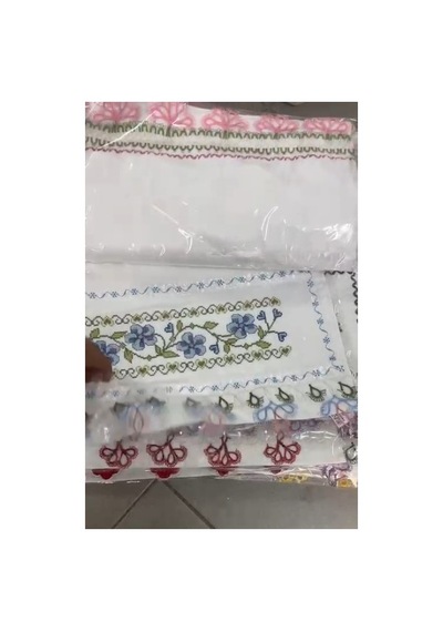 Pamuklu Kanaviçe Havlu, Çift Taraflı Çeyizlik, Hediyelik Havlu, Kanaviçe Desenli Havlu 1 Adet Çok Renkli