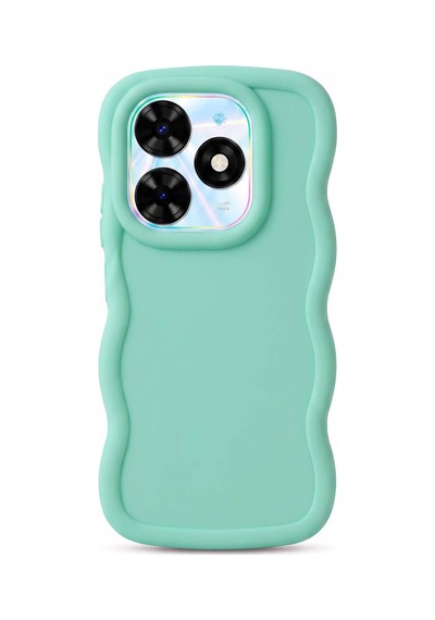Tecno Spark Go 2024 / Smart 8 / Spark 20 / Hot 40i Uyumlu Dalgalı Tasarım Kamera Korumalı Mat Silikon Telefon Kılıfı-54207 Yeşil