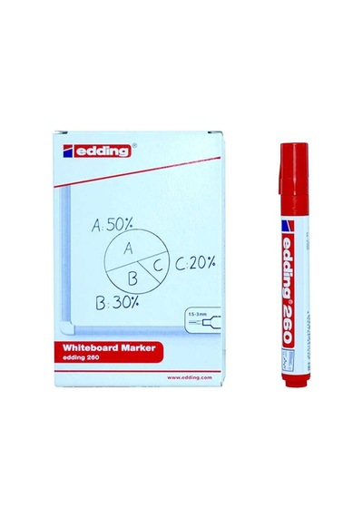 Edding Beyaz Tahta Kalemi E-260 -kırmızı - 19 Adet Çok Renkli