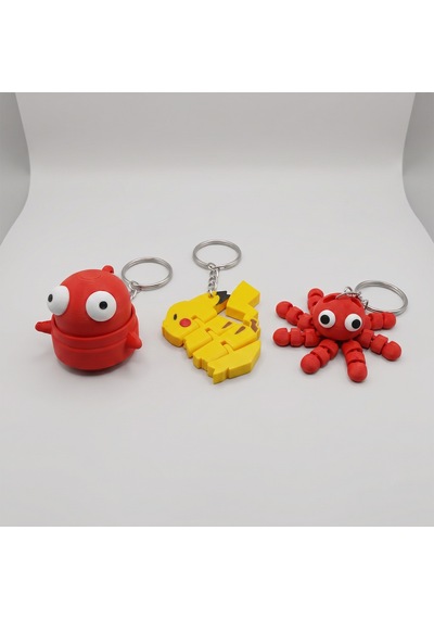 3 Lü Hareketli Stres Anahtarlık Ve Çanta Süsü Seti Oynar Eklemli Antistres Aksesuar Repo-pikachu-ahtapot