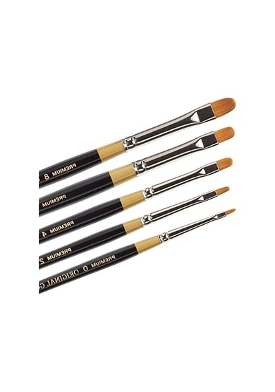 5'li Set Premium Golden Taklon Boya Fırçaları, Kısa Filbert