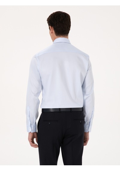 Cacharel Açık Mavi Slim Fit %100 Pamuk Non Iron Kolay Ütülenebilir Klasik Gömlek Acık Mavı