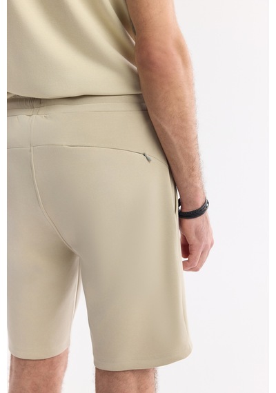 Avva Erkek Bej Beli Lastikli Bağcıklı Soft Touch Örme Regular Fit Şort A51y3602