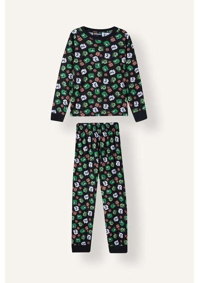 Defacto Minecraft Lisanslı Baskılı 2li Pijama Takımı Erkek Çocuk I3437a826wnbk81 Siyah-bk81