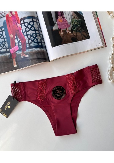 Orijinal Lazer Kesim Üstün Kalite Spandex Invisible Dikişsiz Dant Bordo