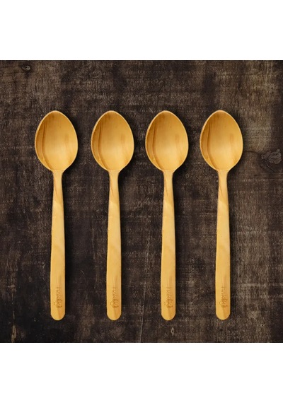 4 Parça Şimşir El Işçiliği Yemek Kaşığı Takımı 20 Cm Ahşap