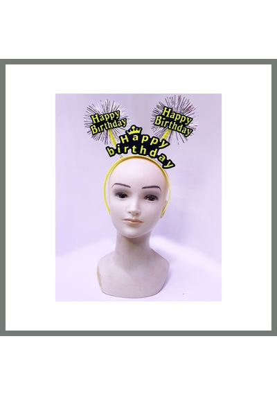 Bezos Happy Birthday Püsküllü Neon Sarı Renk Doğum Günü Tacı 22x19 Cm Mmbz Diğer