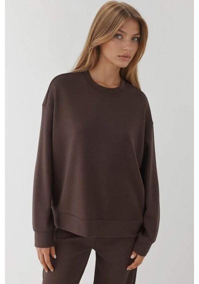 Hiccup Modal Dokunuşlu Basic Sweatshirt Kestane Kahvesi