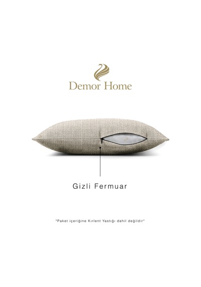 Br Demor Home Keten Dokulu Kumsal Taşı Rengi Kırlent Yastık Kılıfı