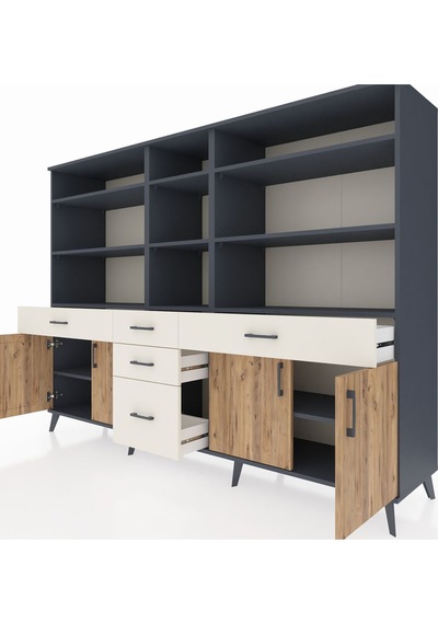 Hyperion Dolap 11 Raflı 5 Çekmeceli 4 Kapaklı 220x44x163 Antrasit-çam/aytaşı Atlas Çam/aytası - Antrasıt Hyperion Dolap 11 Raflı 5 Çekmeceli 4 Kapaklı 220x44x163 Antrasit-çam/aytaşı Atlas Çam/aytası - Antrasıt