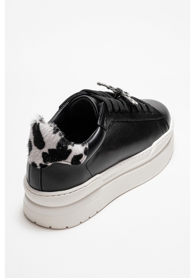 Luvishoes Luvi Shoes Laren Siyah Cilt Hakiki Deri Tokalı Kadın Günlük Spor Ayakkabı Siyah