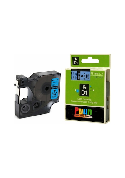 Puun Dymo D1 45016 12mmX7m Mavi-Siyah 720560 Uyumlu şerit