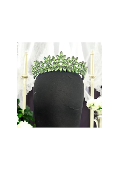 Kristal Taşlı Zarif Gelin,kına,nişan,söz,after,bride,party Taç Mint Yeşili - 707821550 Mint Yeşili
