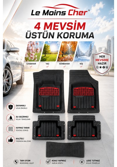 Volkswagen Crafter Panelvan Havuzlu Oto Paspası Kaymaz Taban Dayanıklı Enerji Kırmızı