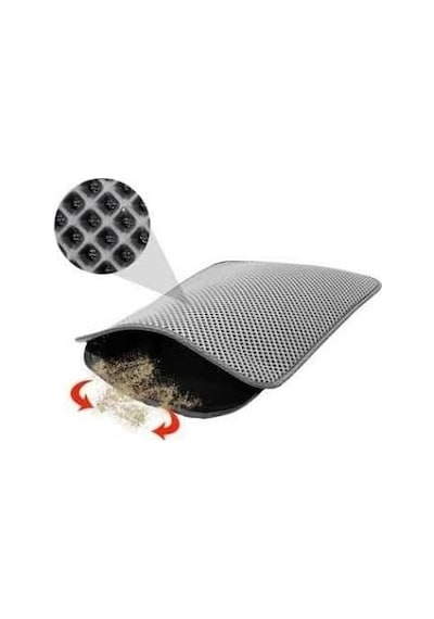 Elekli Kedi Tuvalet Önü Paspası Kedi Paspası Siyah 60x42 Cm