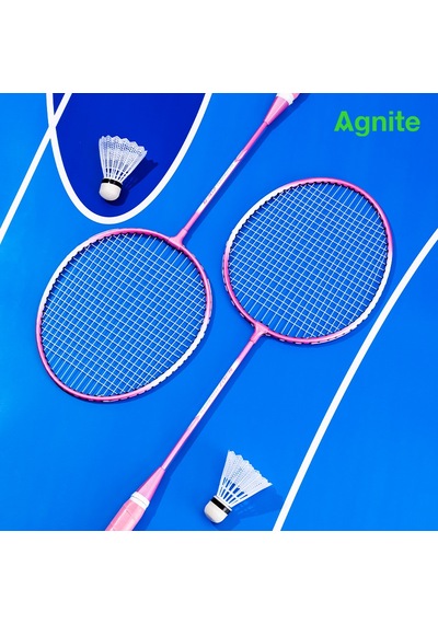 Agnıte Demir Alaşımlı Badminton Raketi 2 Top Dahil Dayanıklı Hafif Gövde Pembe