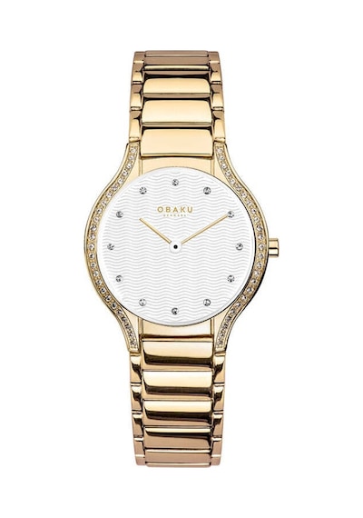 Obaku Denmark V276legısg Quartz Çelik Gold Beyaz Kadran Kristal Cam 30 Mm Kadın Kol Saati