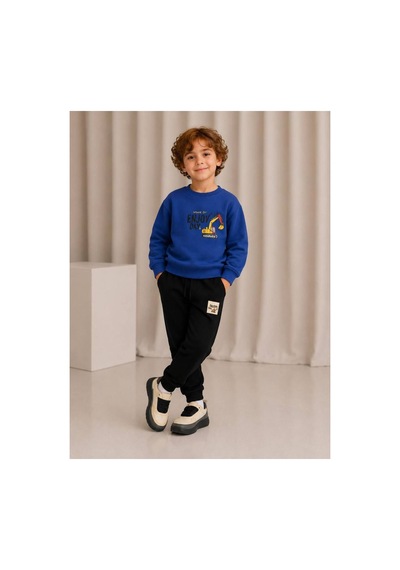 Toikids Erkek Çocuk Baskılı Sweatshırt Eşofman Takımı Mavi