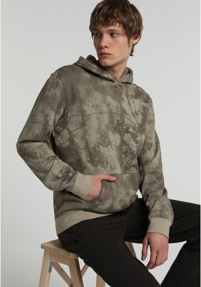 Colin's Colins Regular Fit Kapüşonlu Baskılı Erkek Yeşil Sweatshirt Cl1082541 Q1.v2 Lkh Açık Haki