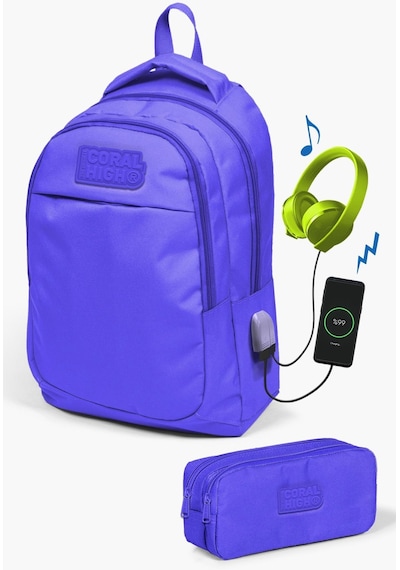 Coral High Kids Lavanta Usb'li 2'li Okul Çanta Seti Set0224315