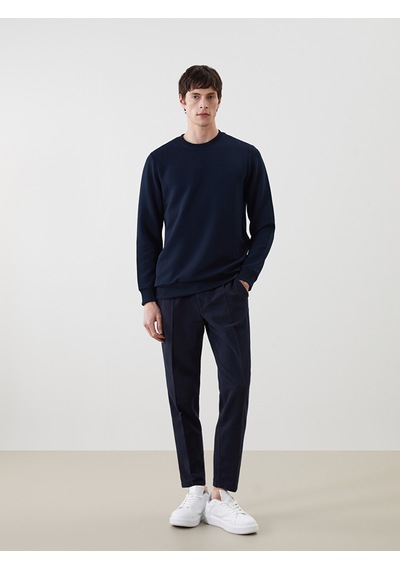 Lcw Vision Lacivert Bisiklet Yaka Uzun Kollu Erkek Sweatshirt